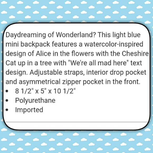 Loungefly Disney Alice In Wonderland Mini Backpack - Picture 11 of 11